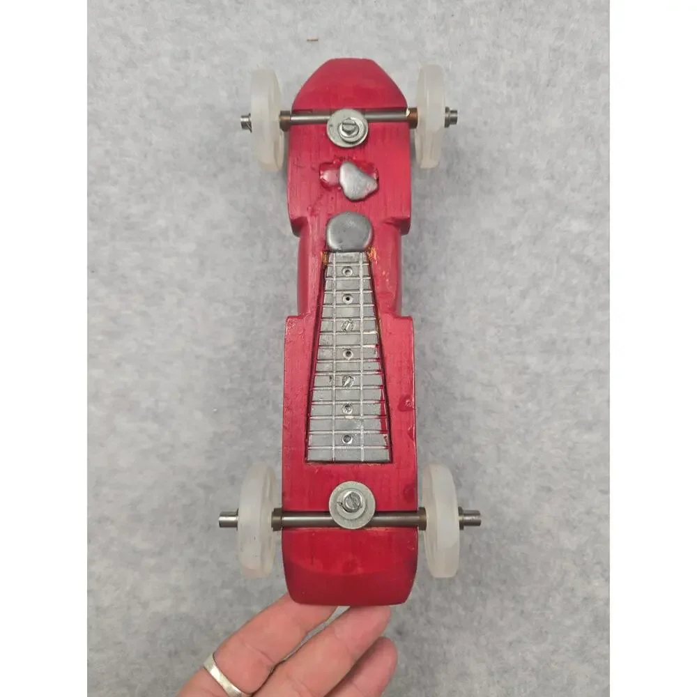 Vintage Pinewood Derby Car Custom Red Flame Lightning Awana Grand Prix Boy Scout